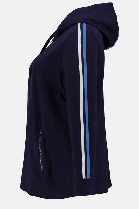 Sweatjacke, Streifen am Ärmel, Kapuze, Rippbündchen
