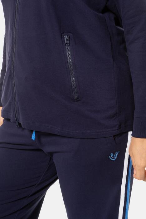 Sweatjacke, Streifen am Ärmel, Kapuze, Rippbündchen