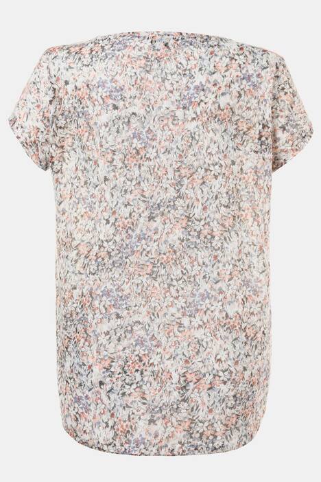 T-Shirt, Blütenmuster, Zierknoten, Rundhalsausschnitt