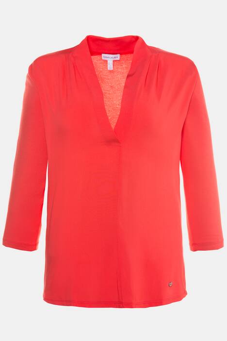 Blusenshirt, 3/4-Ärmel, V-Ausschnitt, Jersey