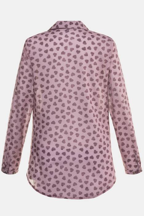 Hemdbluse, Herz-Muster, offener Hemdkragen, lange Ärmel