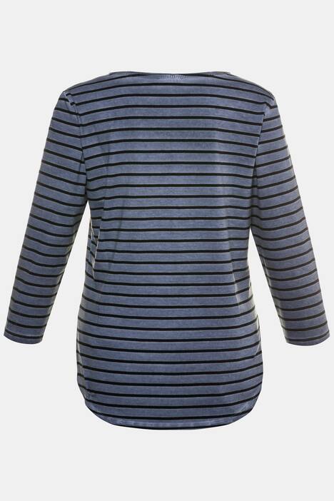 Shirt, Streifen, Glitzerschrift, 3/4-Ärmel