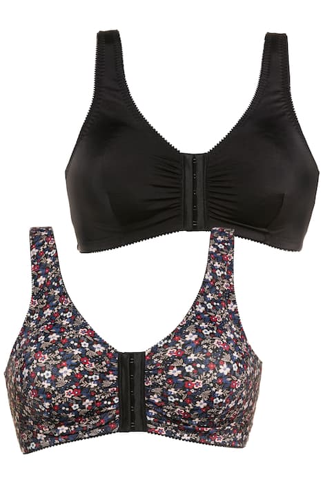 2 Pack of Comfort Bras - Floral, Black