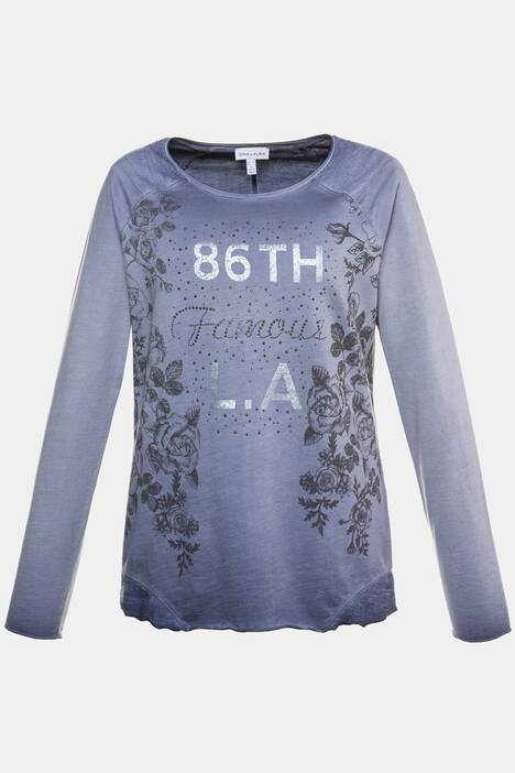 Sweatshirt, Schrift/Rosen, Strass, Langarm