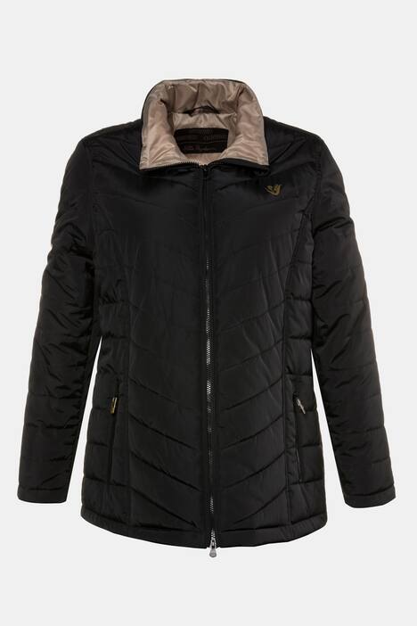Quilted Color Contrast Lining Zip Jacket
