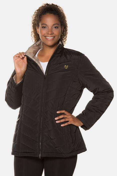 Quilted Color Contrast Lining Zip Jacket