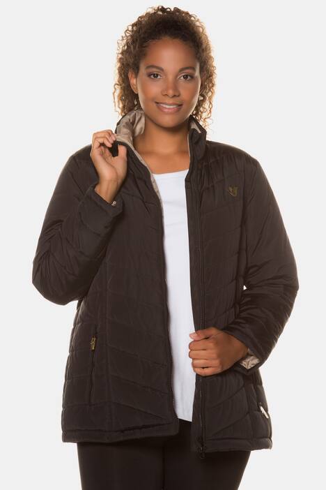 Quilted Color Contrast Lining Zip Jacket
