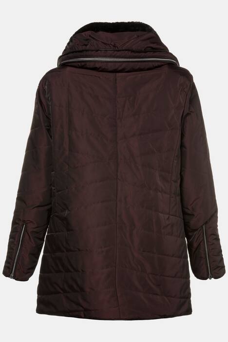 Double Collar Quilted Zip Pocket Jacket