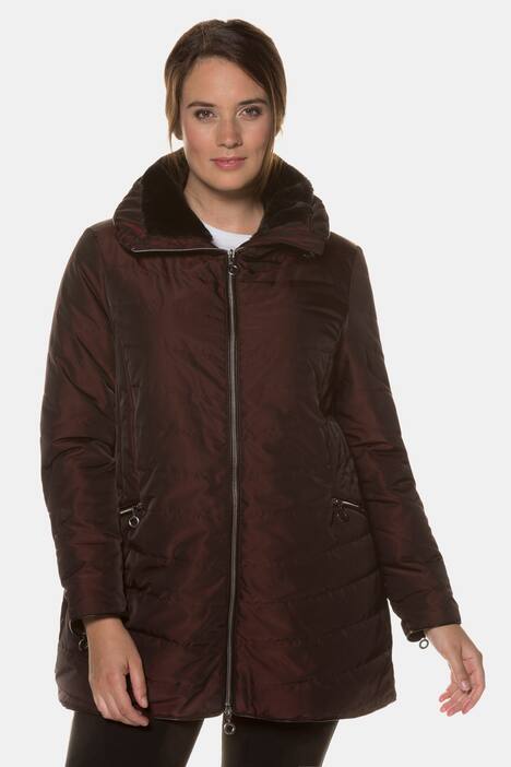 Double Collar Quilted Zip Pocket Jacket