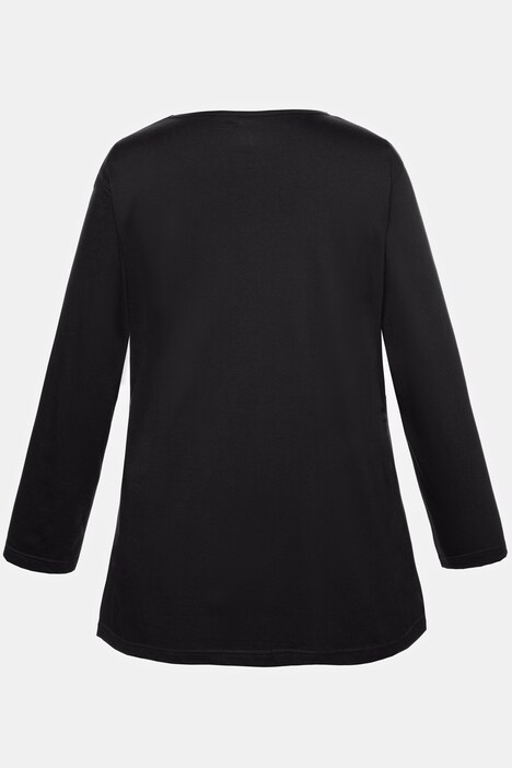 Longshirt, V-Ausschnitt, A-Linie, Langarm, reine Baumwolle