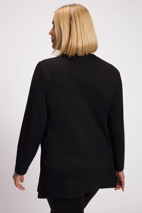 Longshirt, V-Ausschnitt, A-Linie, Langarm, reine Baumwolle