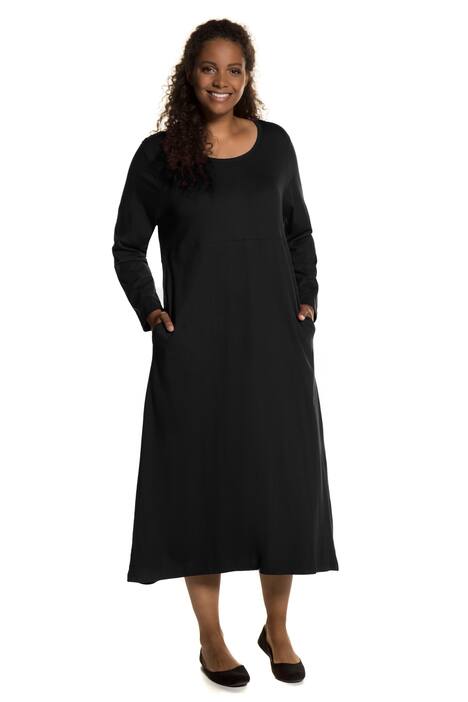 Kleid, Quernaht, A-Linie, Langarm, reine Baumwolle