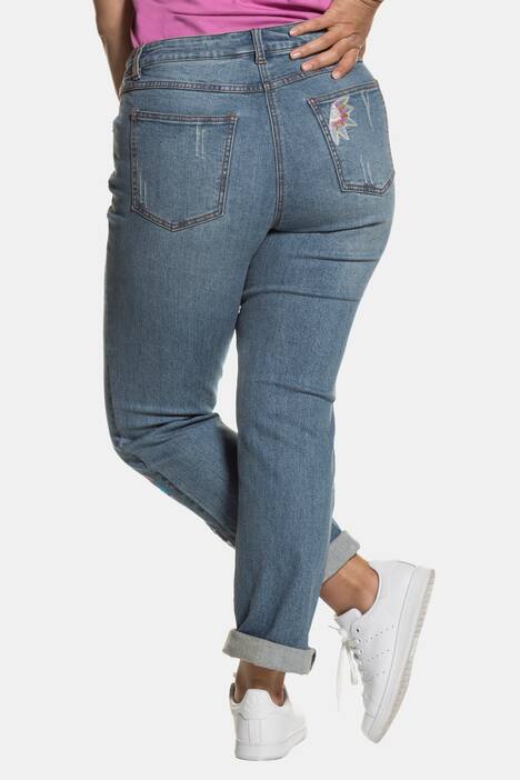 Jeans, Blüten-Stickereien, 5-Pocket-Form, Destroyed