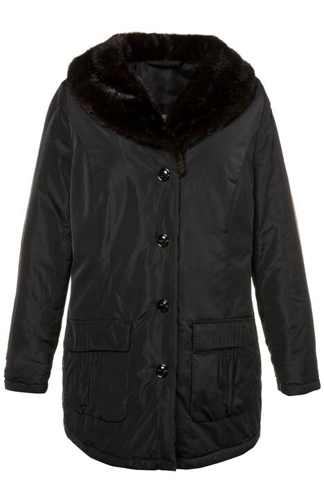 Faux Fur Shawl Collar Snap Front Jacket
