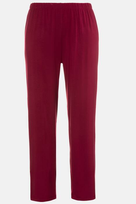Lace Neckline Silky Stretch Knit Pajama Set