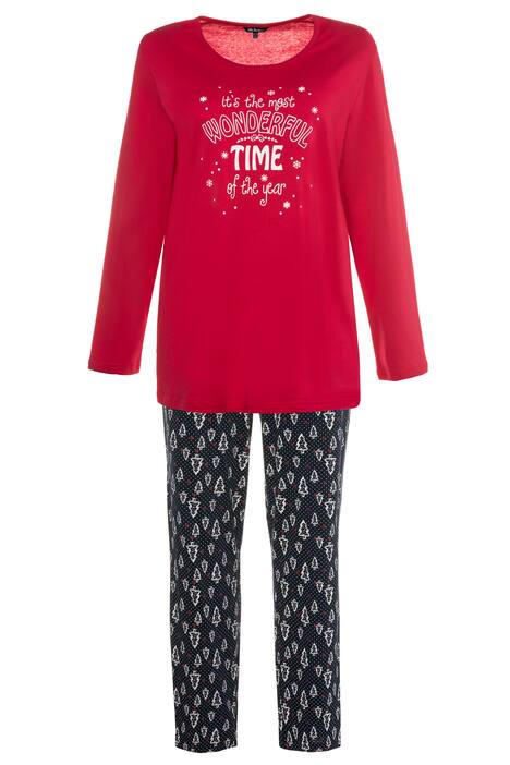 Pyjama, Schriftmotiv, Tannenbäume, bis Gr. 66/68