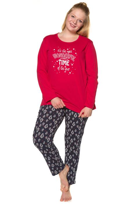 Pyjama, Schriftmotiv, Tannenbäume, bis Gr. 66/68