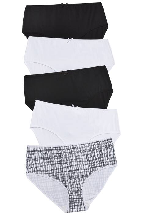 5 Pack of Stretch Cotton Panties - Black & White