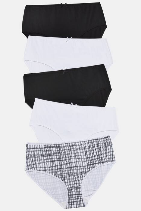 5 Pack of Stretch Cotton Panties - Black & White