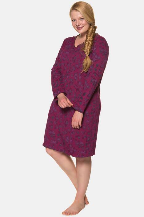 2 Pack Cotton Long Sleeve Sleep Tees - Berry Floral