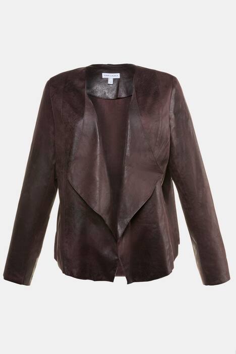 Suedine-Jacke, Wildleder-Optik, edel glänzend, offene Form, Zipfelsaum