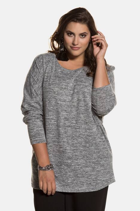 Pullover, Melange-Strick, Fledermaus-Ärmel