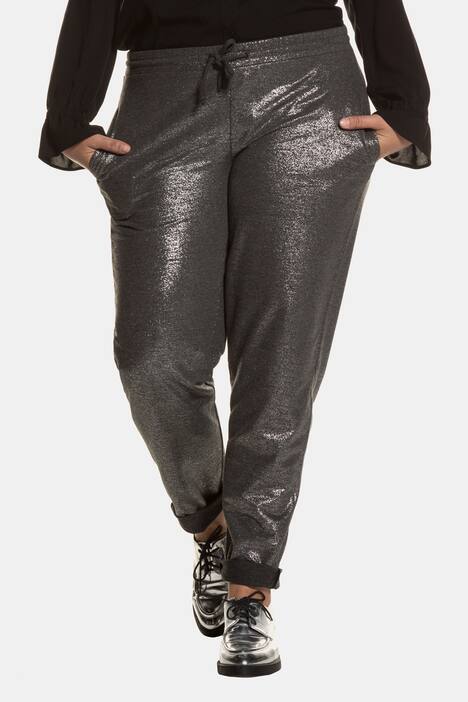 Metallic Sparkle Drawstring Waist Knit Jogger Pants