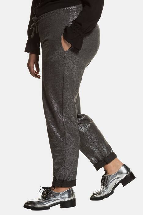 Metallic Sparkle Drawstring Waist Knit Jogger Pants