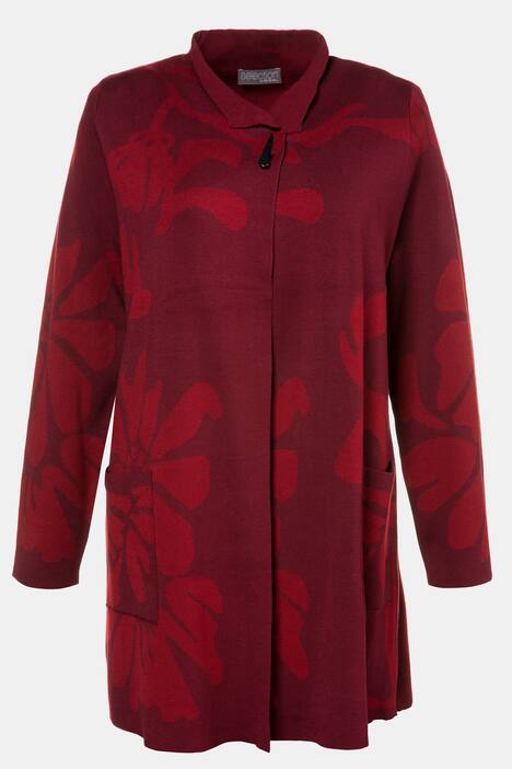 Jacquard-Cardigan, Blüten-Design, Ziernadel, selection
