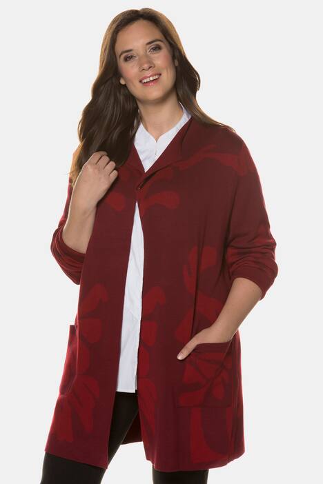 Jacquard-Cardigan, Blüten-Design, Ziernadel, selection