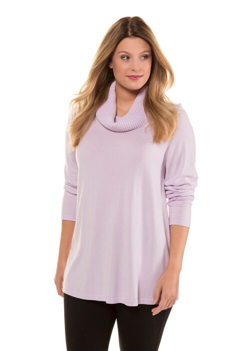Ribbed Collar Turtleneck Long Sleeve Sweater