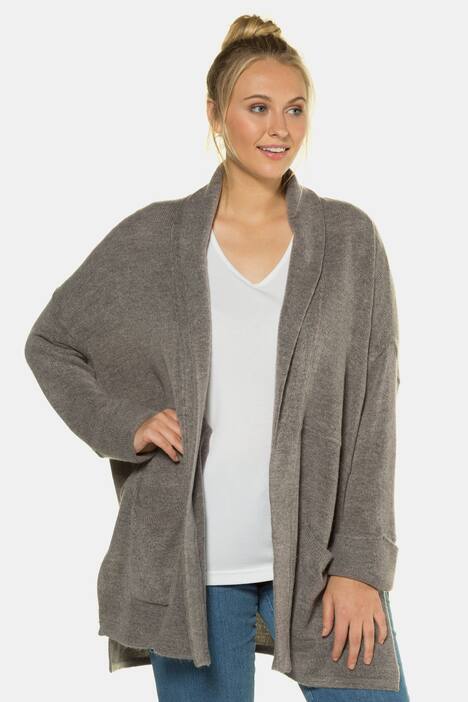 Cardigan, Schalkragen, Oversized, offene Form
