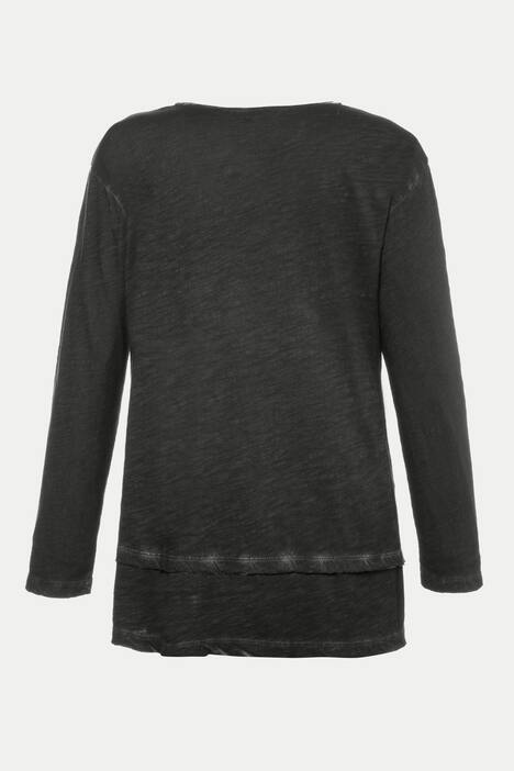 Shirt, Stickerei, Oversized, Lagenlook, Oil dyed