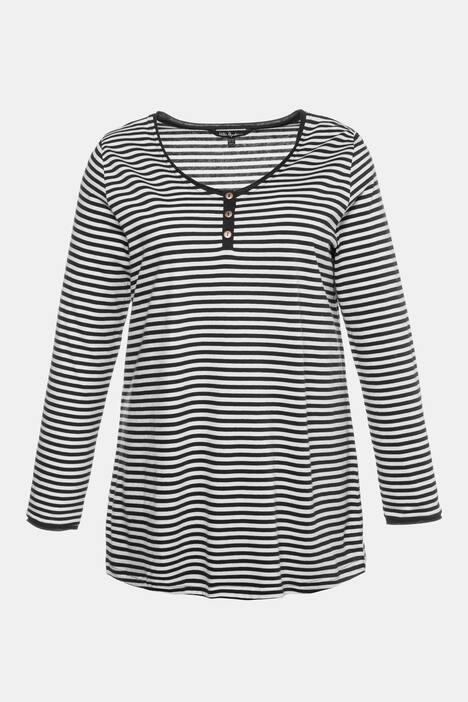 Ringelshirt, kleine Knopfleiste, Classic, V-Ausschnitt