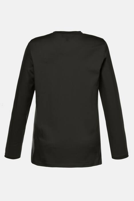 Zip Placket Long Sleeve Classic Fit Cotton Tee