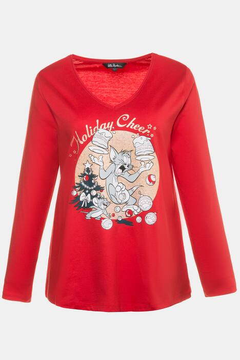 Holiday Tom & Jerry V-Neck Classic Fit Cotton Tee