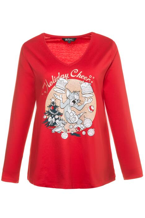 Holiday Tom & Jerry V-Neck Classic Fit Cotton Tee