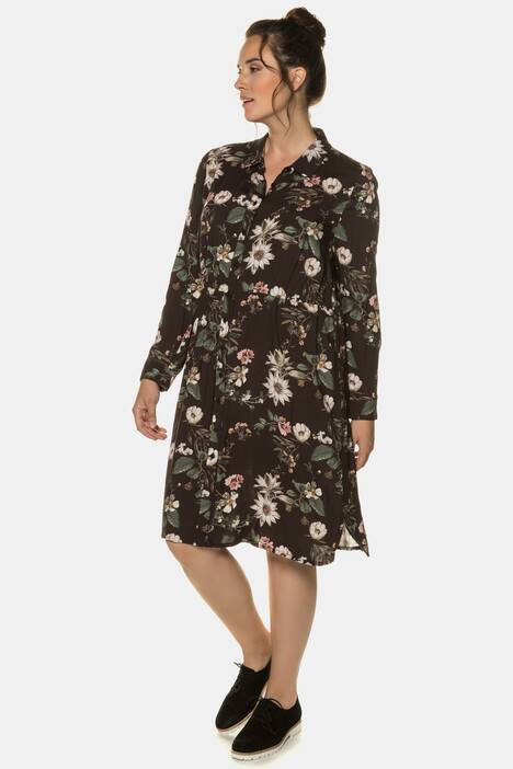 Blusenkleid, Blütenmuster, elastische Quernaht, Knöpfe