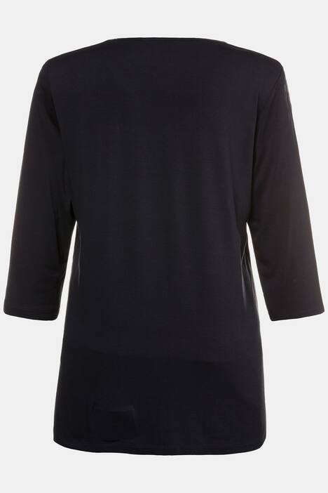 Chain and Bead Round Neck Stretch Knit Top