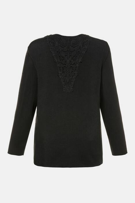 Grommet Chiffon Accent Open Front Knit Jacket