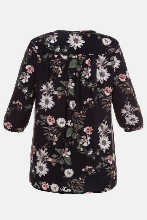 Vintage Notch Neck Tie Floral Print Viscose Blouse