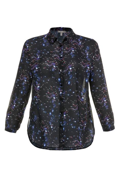 Sheer Firework Print Long Sleeve Blouse