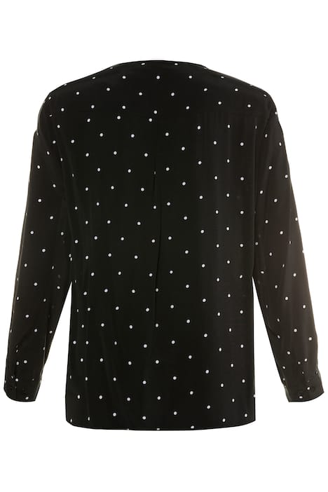 Cupro Blend Dot Print Long Sleeve Blouse