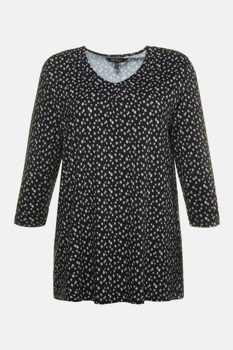 Tiny Sketch Dot Print Classic Fit Stretch Knit Top