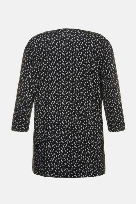 Tiny Sketch Dot Print Classic Fit Stretch Knit Top