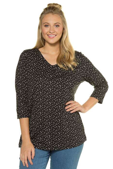 Tiny Sketch Dot Print Classic Fit Stretch Knit Top
