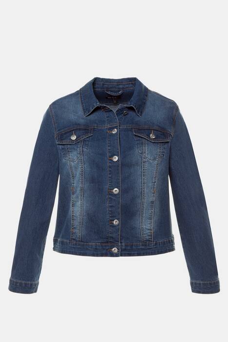 Jeansjacke, Wascheffekte, Hemdkragen, Metallic-Knöpfe