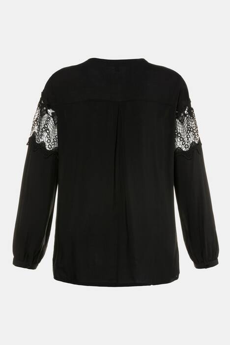 Bluse, Spitzenband, Quasten-Bindeband, Langarm