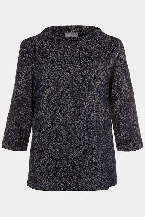 Metallic Jacquard Mock Neck Knit Top