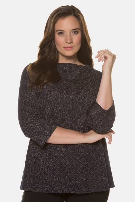 Metallic Jacquard Mock Neck Knit Top
